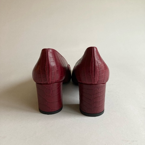 AGL Burgundy Animal Print Leather Point Toe Heels Size EUR 37.5, US 7 - Picture 7 of 13